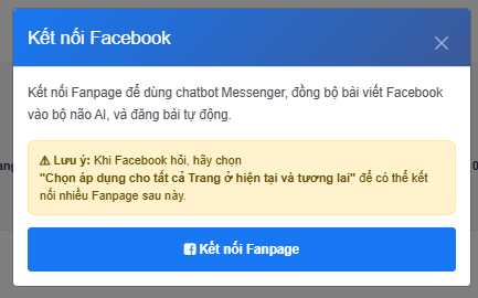 Màn hình chưa nối Fanpage nào
